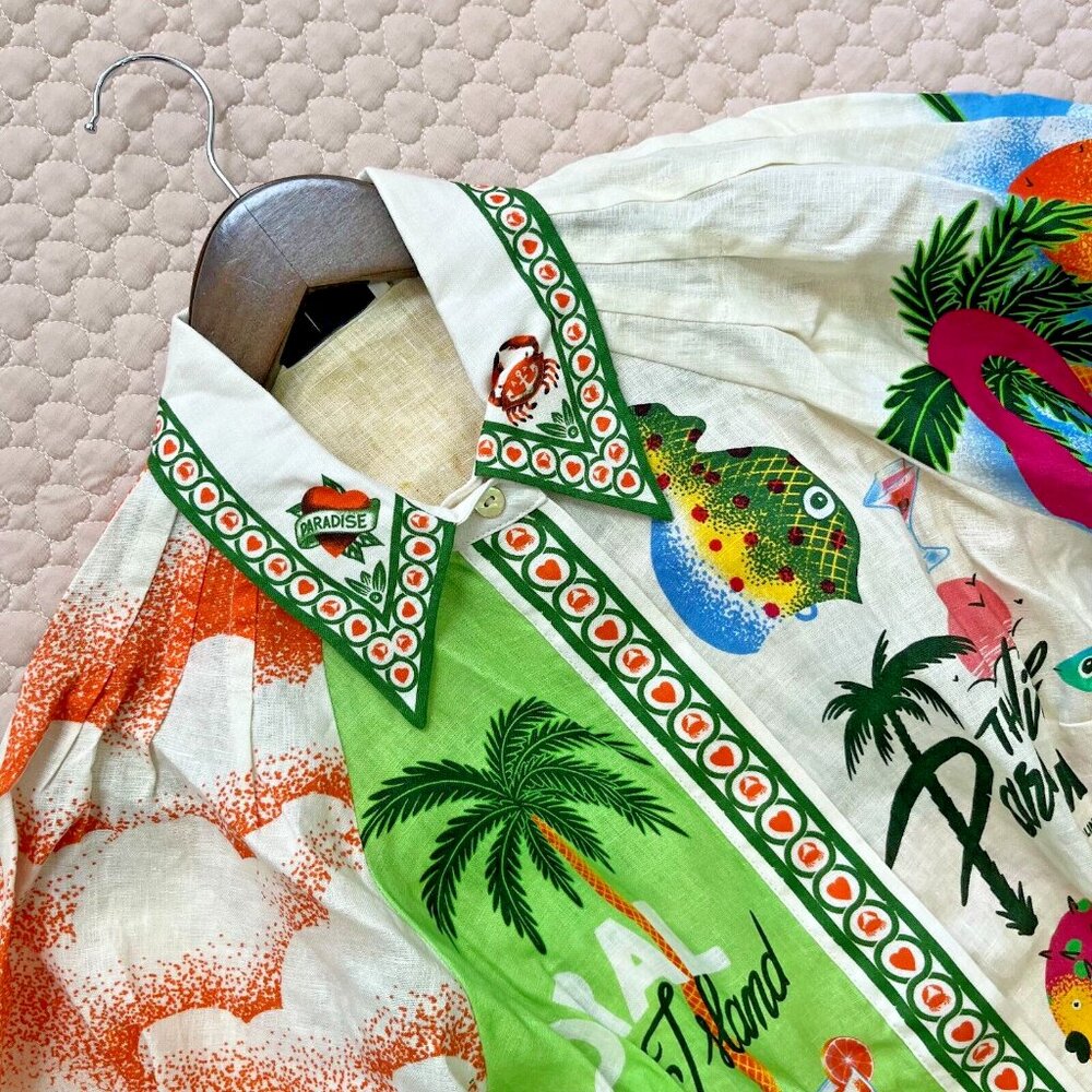 NWOT ALEMAIS Paradiso Linen Mini Shirtdress Size 6 - Picture 9 of 13